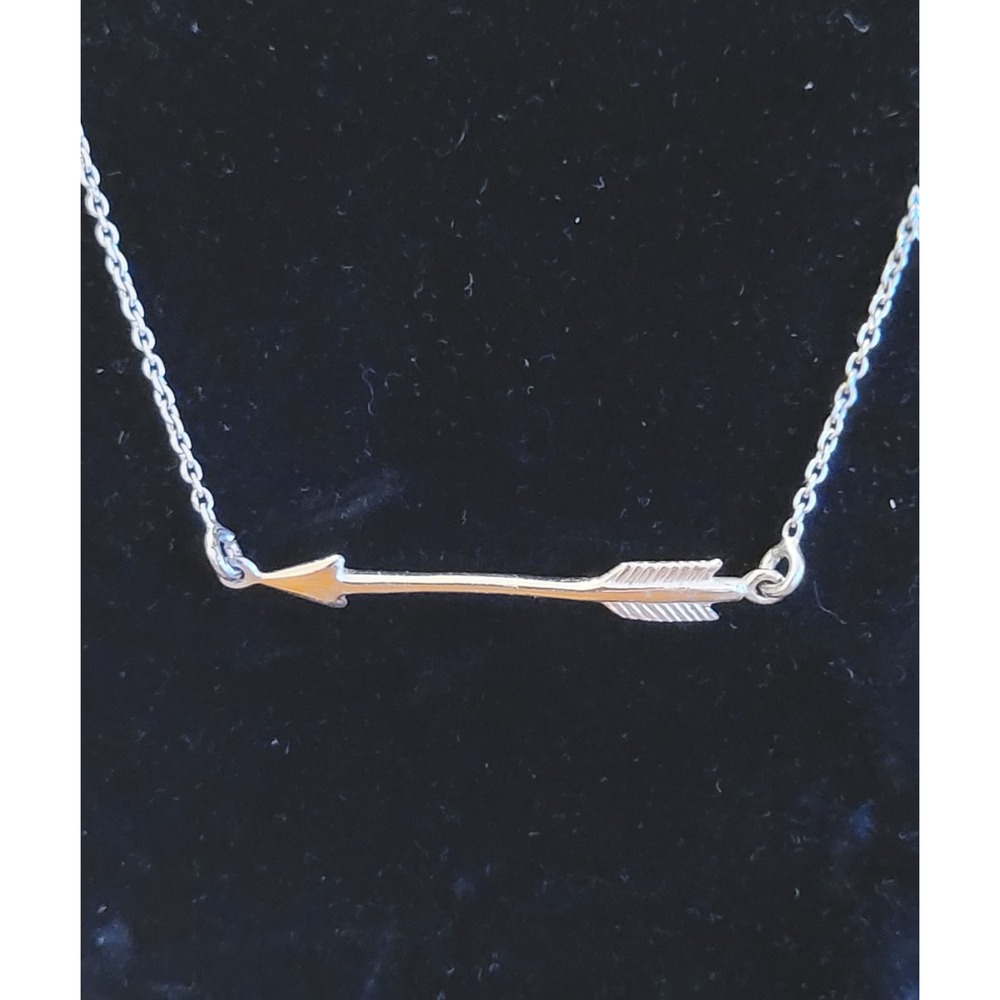 Women's‎ Sterling Silver Sideways Arrow Necklace 925 Minimalist Boho